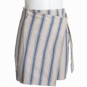 Armani Jeans Wrap Skirt Cotton Ramie Linen Blend Striped